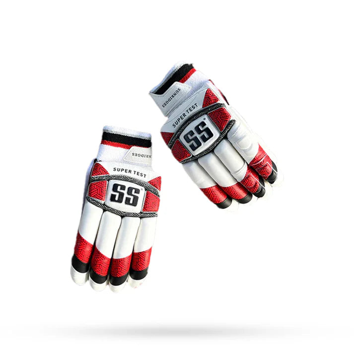 Cricket batting gloves from SS TON Super Test by Cric Studio Canada, featuring padded palms and finger protection for cricket players.
