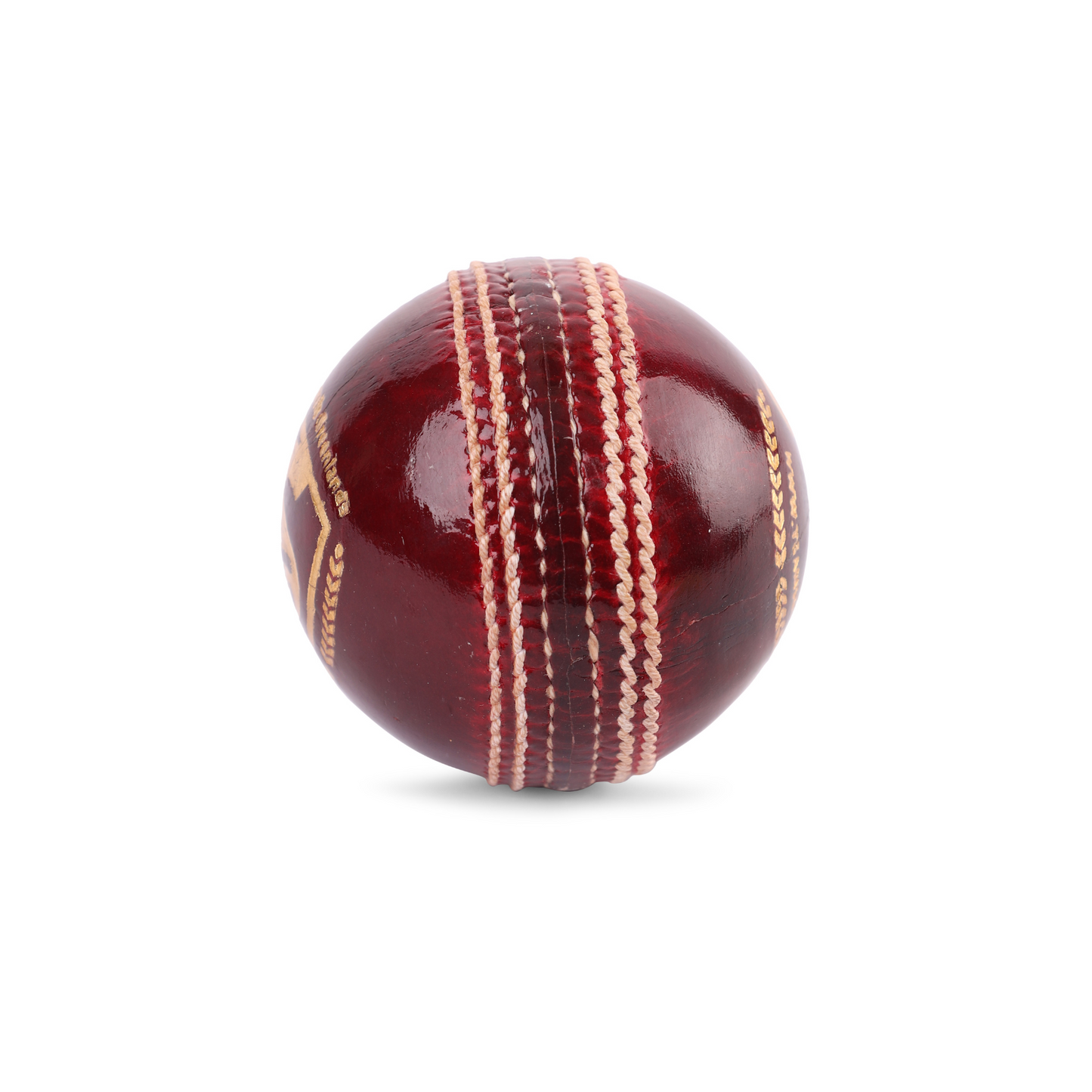 SG Club™ Red Cricket Leather Ball by Cric Studio Canada, close-up showing stitched leather surface and brand logo.