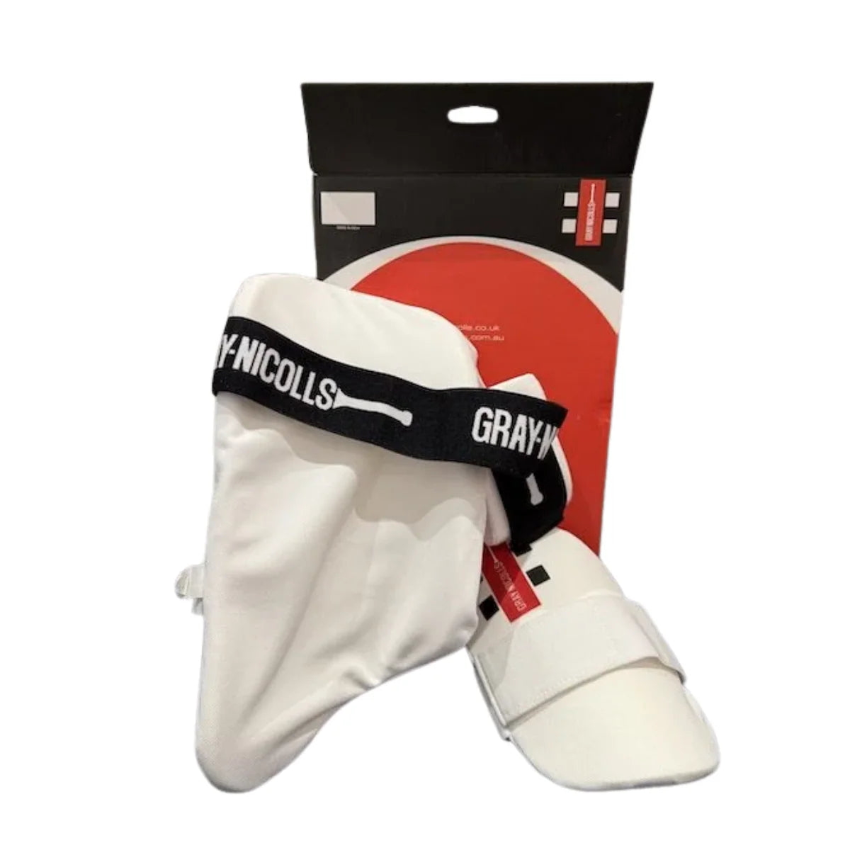 Gray-Nicolls GN6 Elite 360 cricket thigh guard in pastel grey and Arabian green with comfortable padding and protective design.