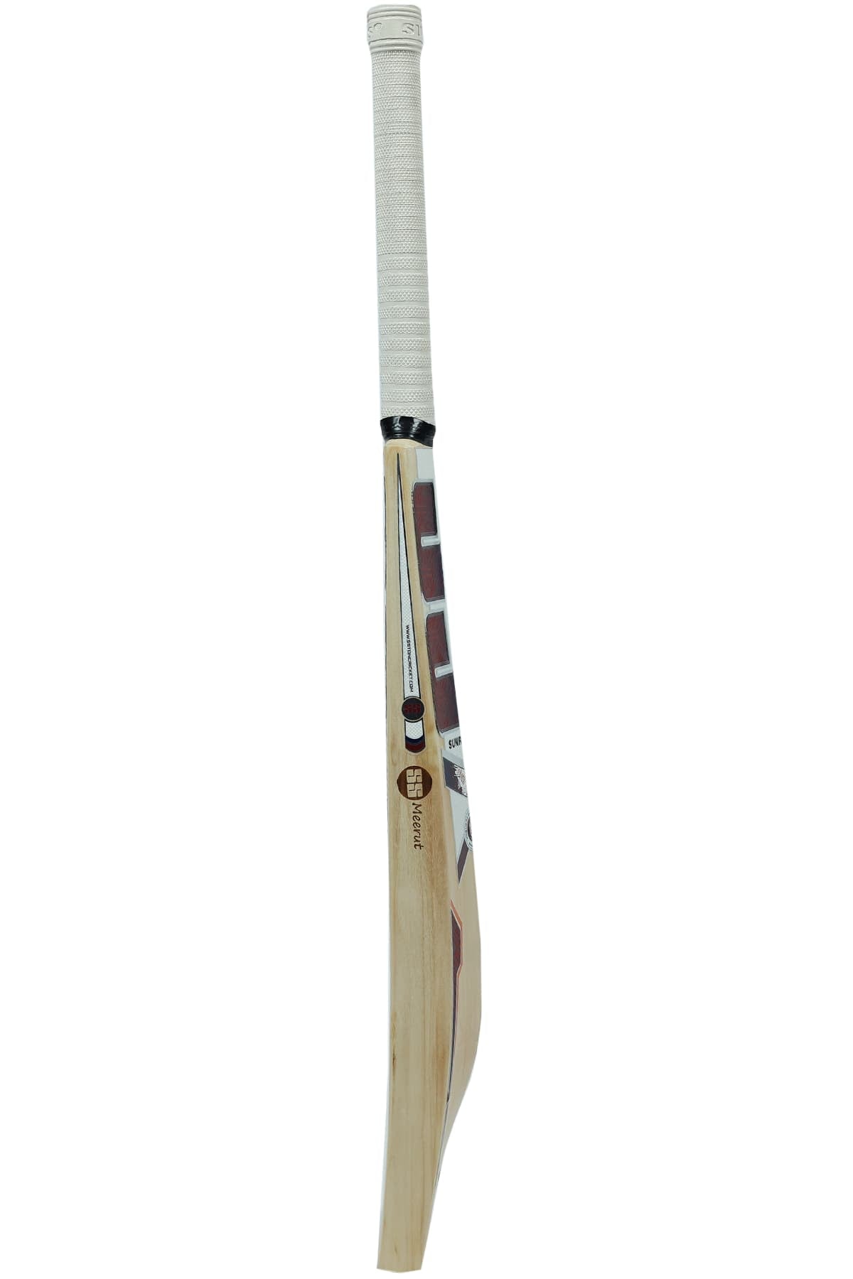 Cricket bat from Cric Studio Canada, SS Sky Stunner model, showing the polished wooden blade and grip handle.