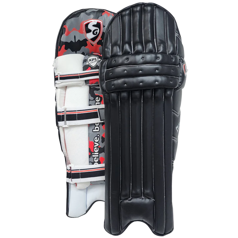 SG Players Xtreme cricket batting legguard in black, padded batting pad designed for protection during cricket matches.