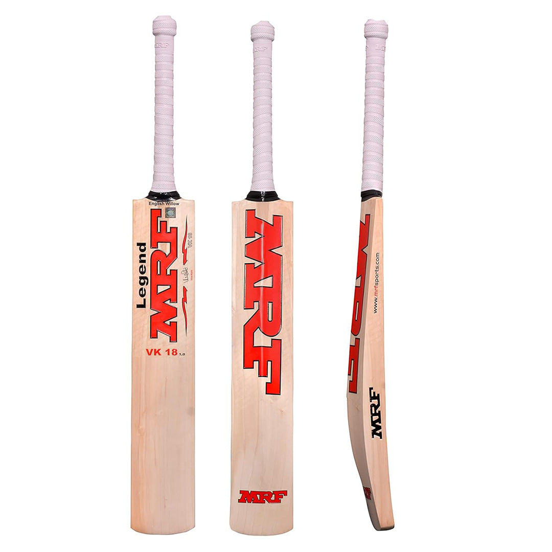 Cric Studio Canada MRF Legend VK18 EW cricket bat with wooden blade and handle, used for cricket batting.