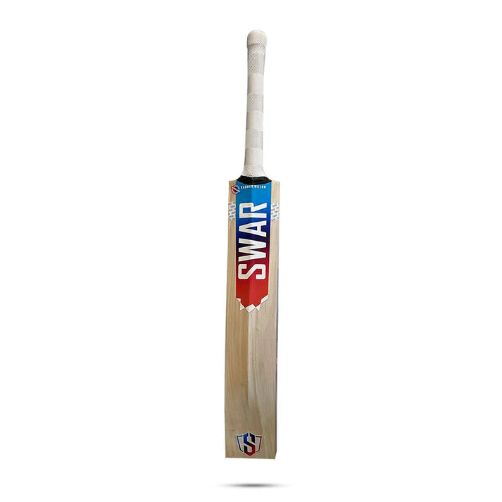 Cricket bat from Swar Premium KW series by Cric Studio Canada, showing a wooden cricket bat with a curved blade and grip handle.