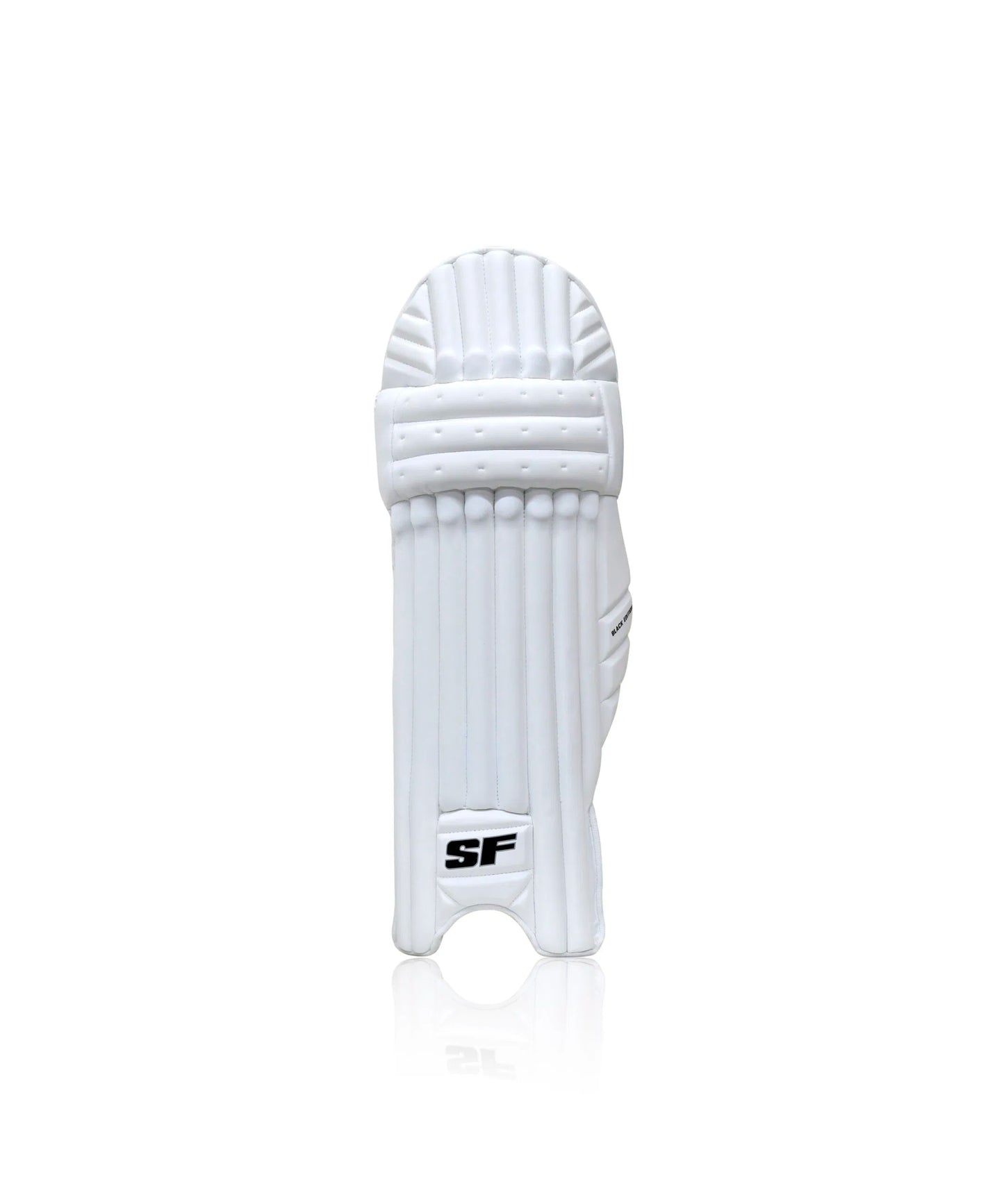 Cric Studio Canada SF Black Edition batting legguard with padded front and adjustable straps, protective cricket equipment.