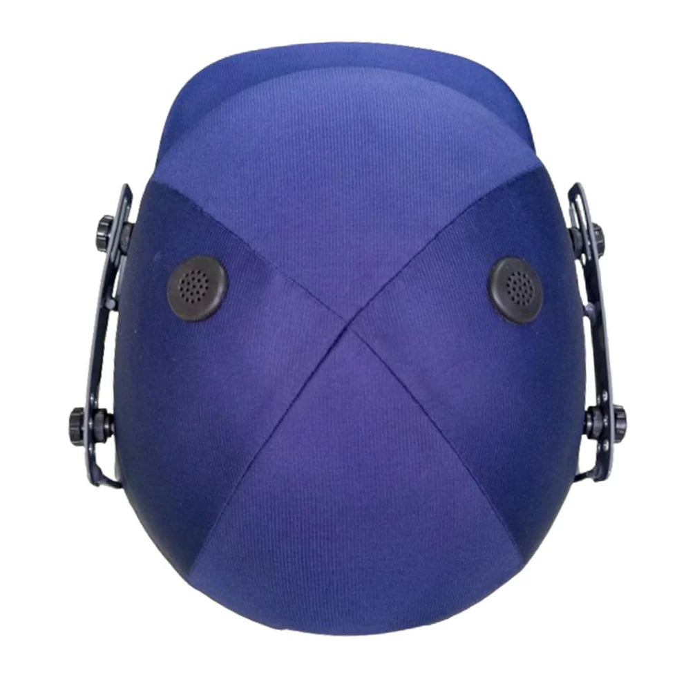 Cric Studio Canada MRF Prodigy helmet with plain black design and skull logo, featuring ventilation vents and adjustable strap.