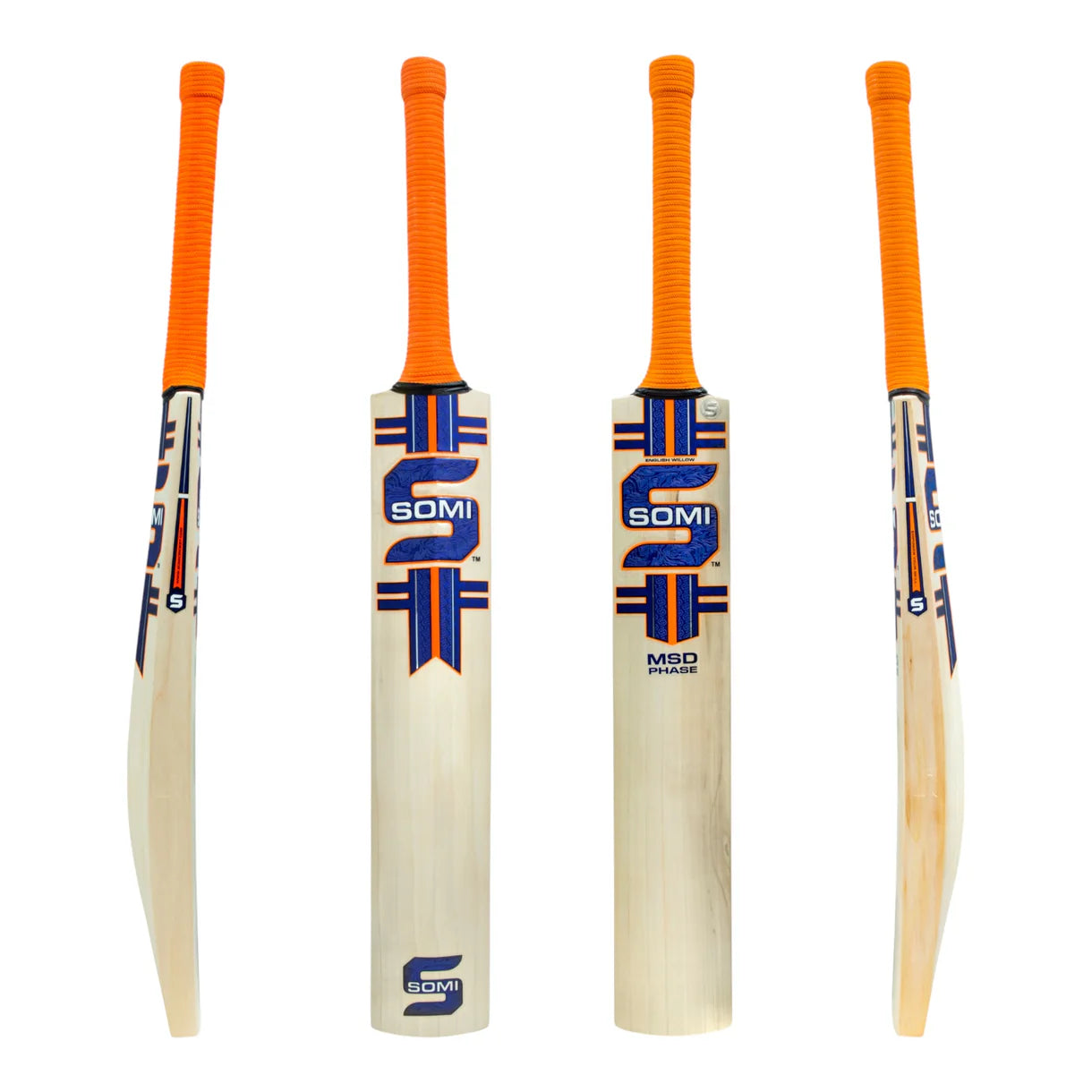 Cricket bat from Cric Studio Canada, MSD Phase Player EW Bat, showing the wooden blade and grip for cricket gameplay.