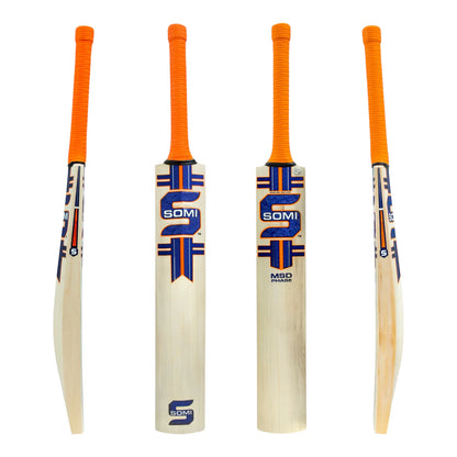 Cricket bat from Cric Studio Canada, MSD Phase Player EW Bat, showing the wooden blade and grip for cricket gameplay.
