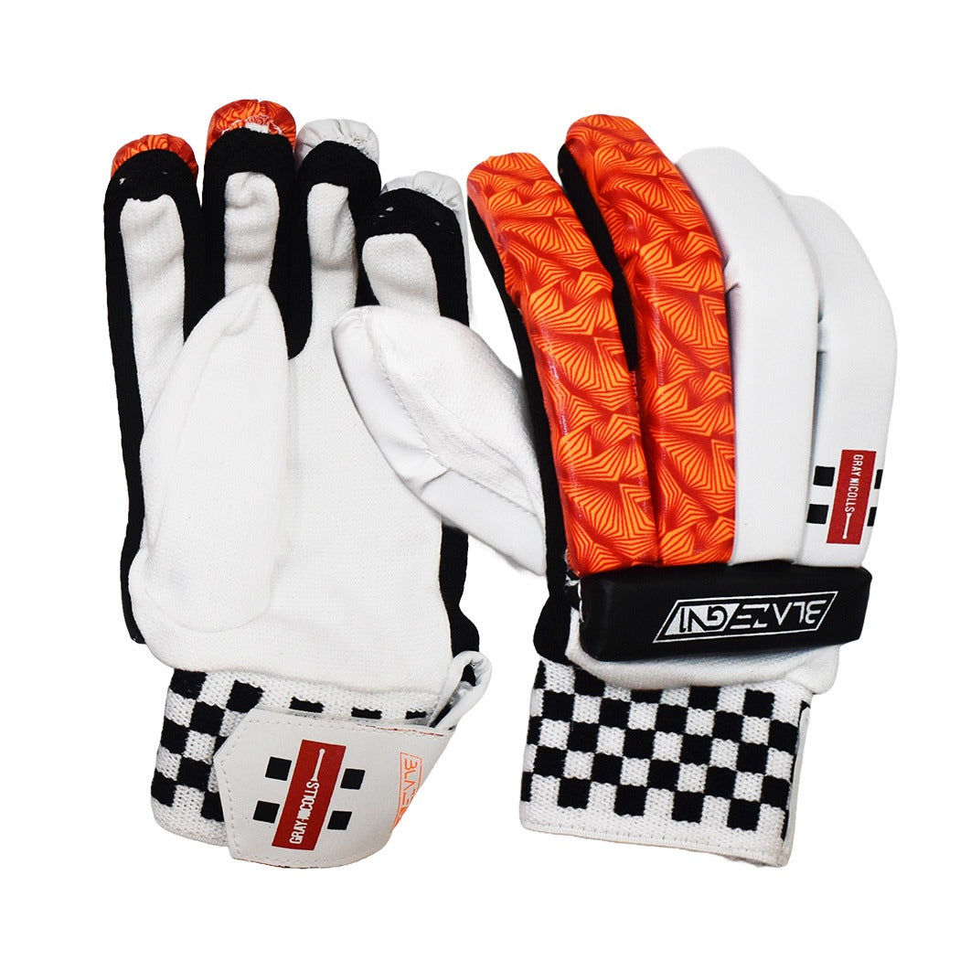 Cric Studio Canada GN GN1 Blaze batting gloves with padded palms and adjustable wrist straps for cricket players.