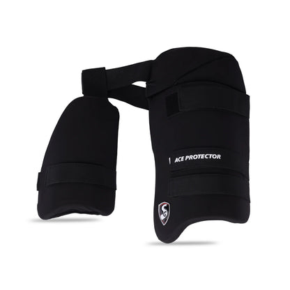 Black SG Combo Ace Protector cricket thigh guard by Cric Studio Canada, designed for batting thigh protection.