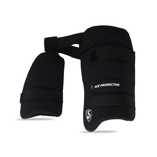 Black SG Combo Ace Protector cricket thigh guard by Cric Studio Canada, designed for batting thigh protection.