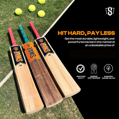 Cric Studio Canada SWAR TENNIS cricket bat with wooden blade and grip, designed for cricket play, displayed on a plain background.