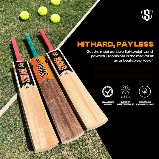Cric Studio Canada SWAR TENNIS cricket bat with wooden blade and grip, designed for cricket play, displayed on a plain background.