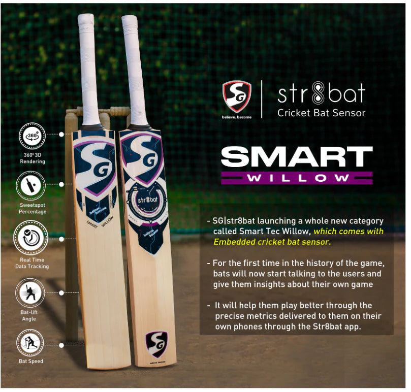 Cric Studio Canada SG Smart Willow SH English Willow Cricket Bat with a lightweight design and traditional blade shape.