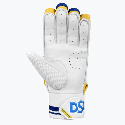 Black DSC Strike 20/20 Batting Gloves by Cric Studio Canada with yellow accents, designed for cricket batting comfort and grip.