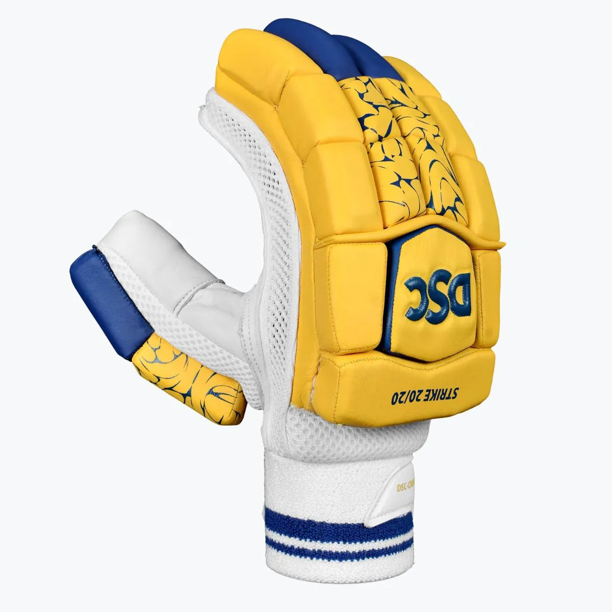 Black DSC Strike 20/20 Batting Gloves by Cric Studio Canada, showing padded finger and palm protection for cricket batting.