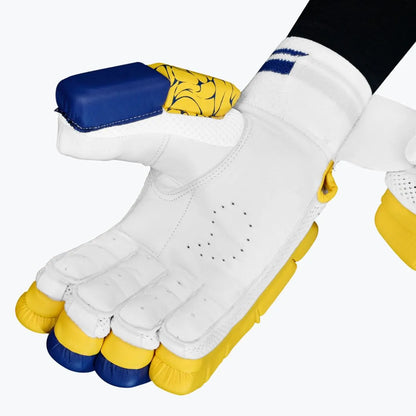 Black DSC Strike 20/20 Batting Gloves by Cric Studio Canada with yellow accents, designed for cricket batting.