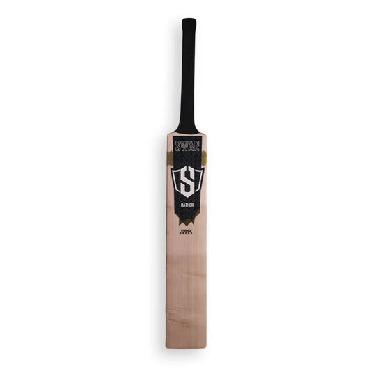 English Willow cricket bat by Cric Studio Canada, Swar Hathor model, with a smooth wooden blade and ergonomic handle for cricket play.
