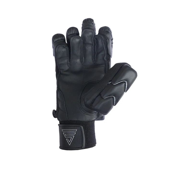 Cric Studio Canada Versant Batting Gloves OG, black and red cricket batting gloves with padded fingers and wrist support.