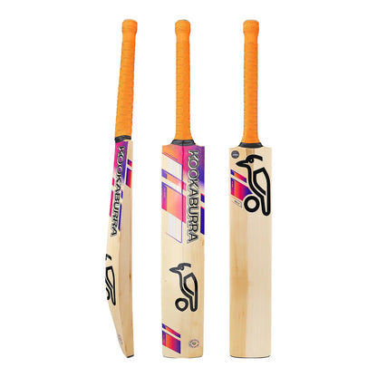 Cricket bat Kookaburra Aura Pro 2.0 by Cric Studio Canada, showing the wooden blade and grip with detailed design.