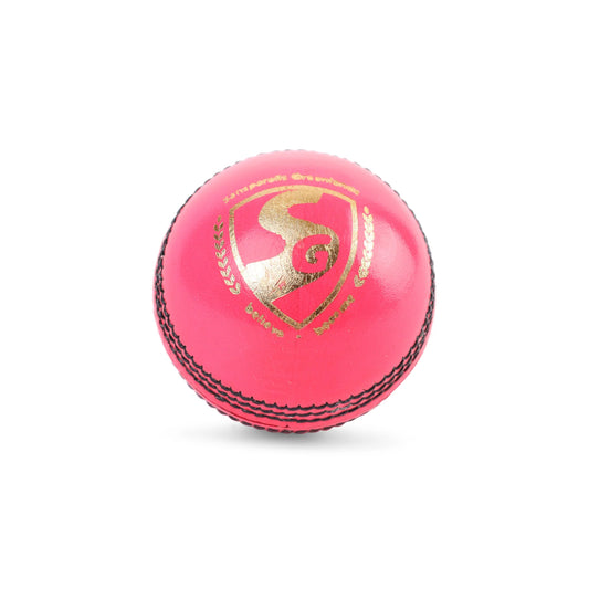 Cric Studio Canada SG Club cricket leather ball showing its smooth leather surface and traditional red color for cricket matches.