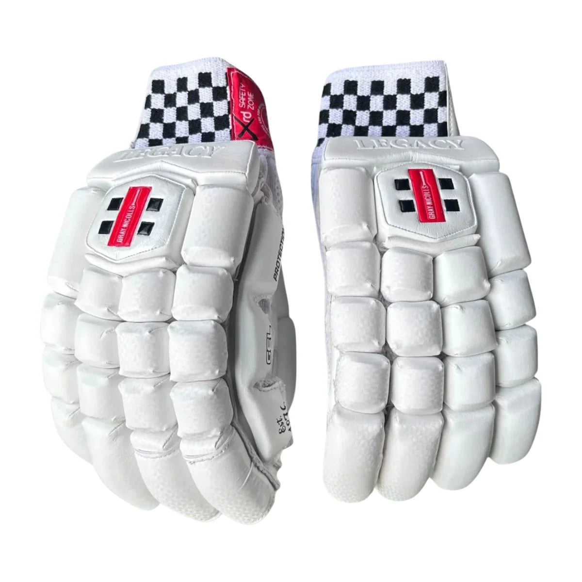 Gray-Nicolls GN10 Legacy batting gloves, cricket gloves with padded palms and adjustable straps, designed for comfort and protection.