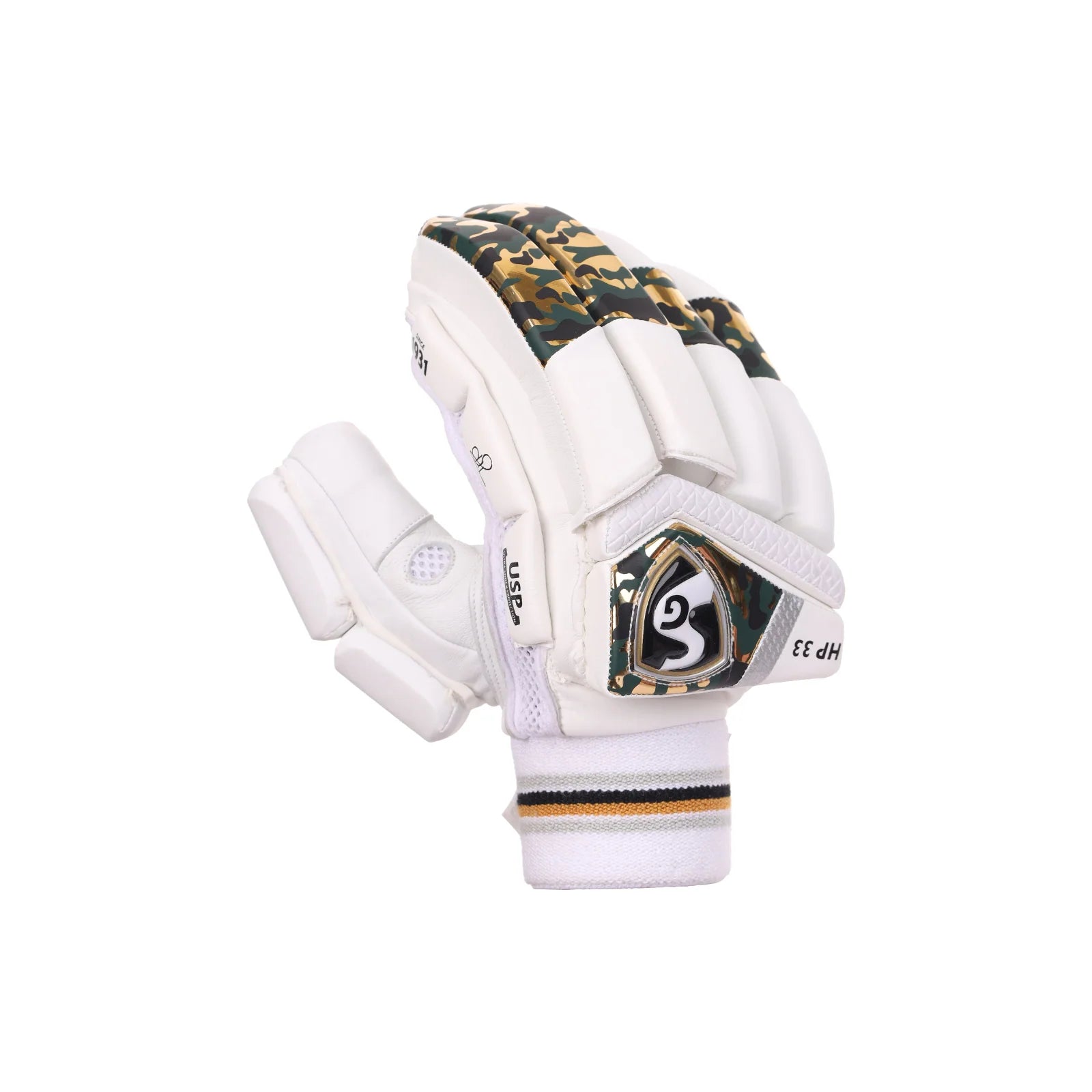 Cric Studio Canada SG HP 33 batting gloves, black and red, padded cricket batting gloves with grip and finger protection.