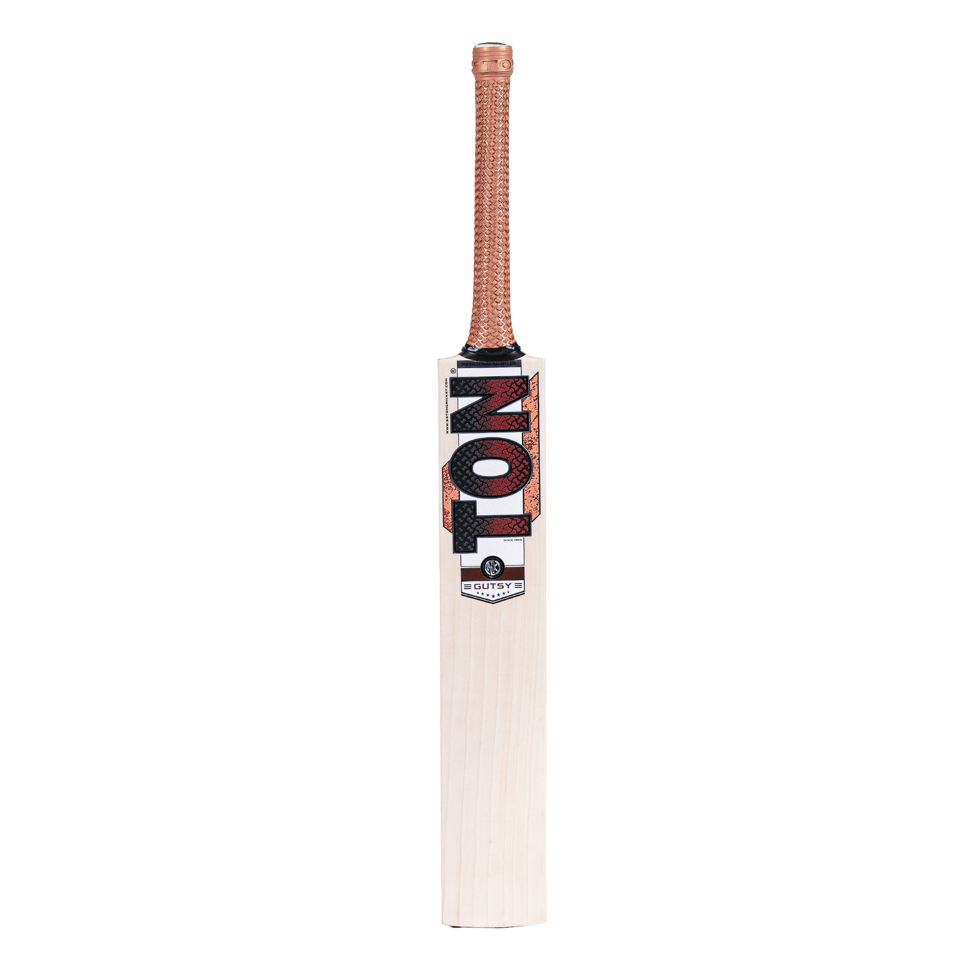 Cricket bat from Cric Studio Canada SS TON GUTSY EW model, showing a wooden cricket bat with a smooth handle and branded logo.