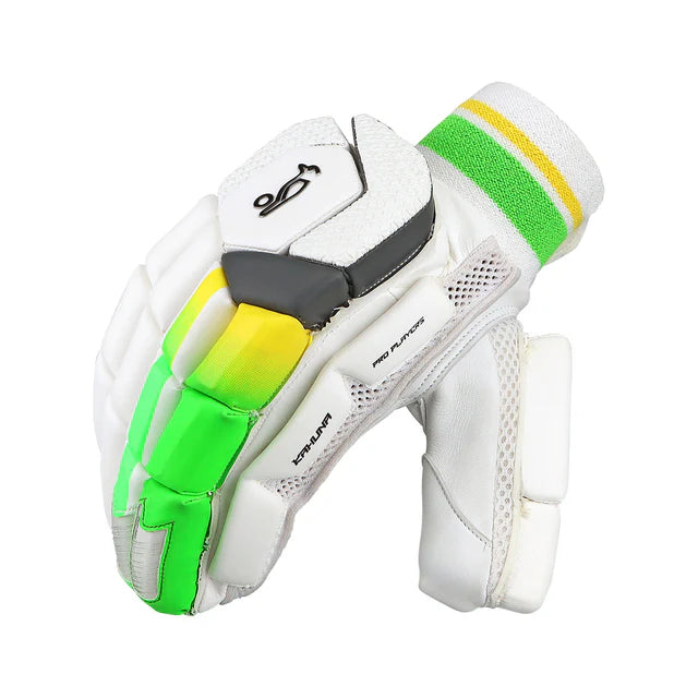 Kookaburra Kahuna Pro Players batting gloves by Cric Studio Canada, black and yellow protective cricket gloves with padding