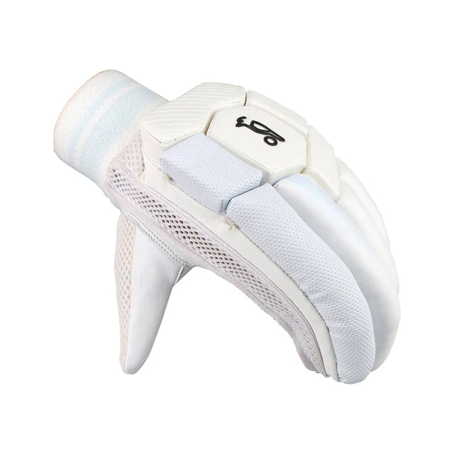 Cric Studio Canada Kookaburra Ghost Pro 1.0 batting gloves in black with protective padding, designed for cricket players.