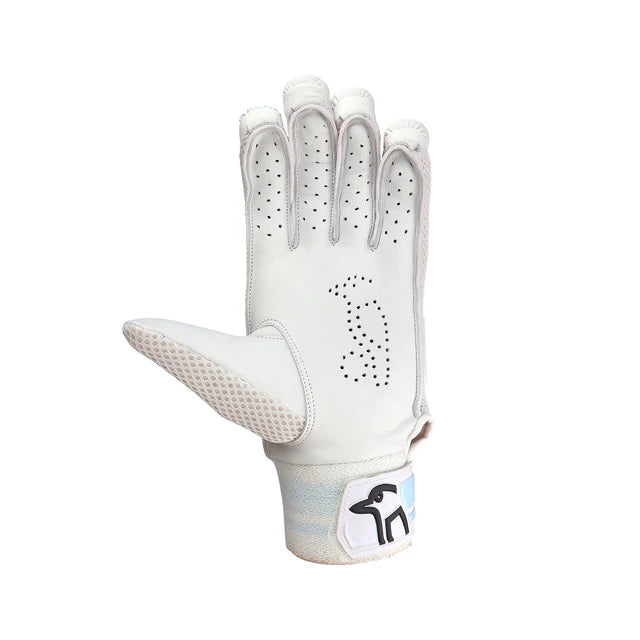 Kookaburra Ghost Pro 1.0 batting gloves by Cric Studio Canada, black and white cricket batting gloves with padding and grip.