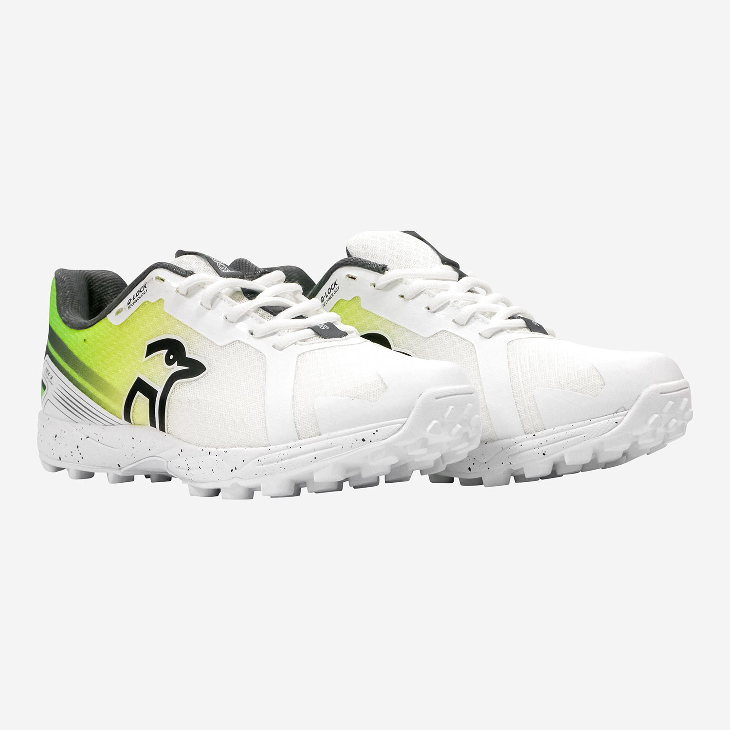 Kookaburra Pro 2.0 rubber cricket shoes in black with red accents, featuring supportive design and durable outsole for cricket players.