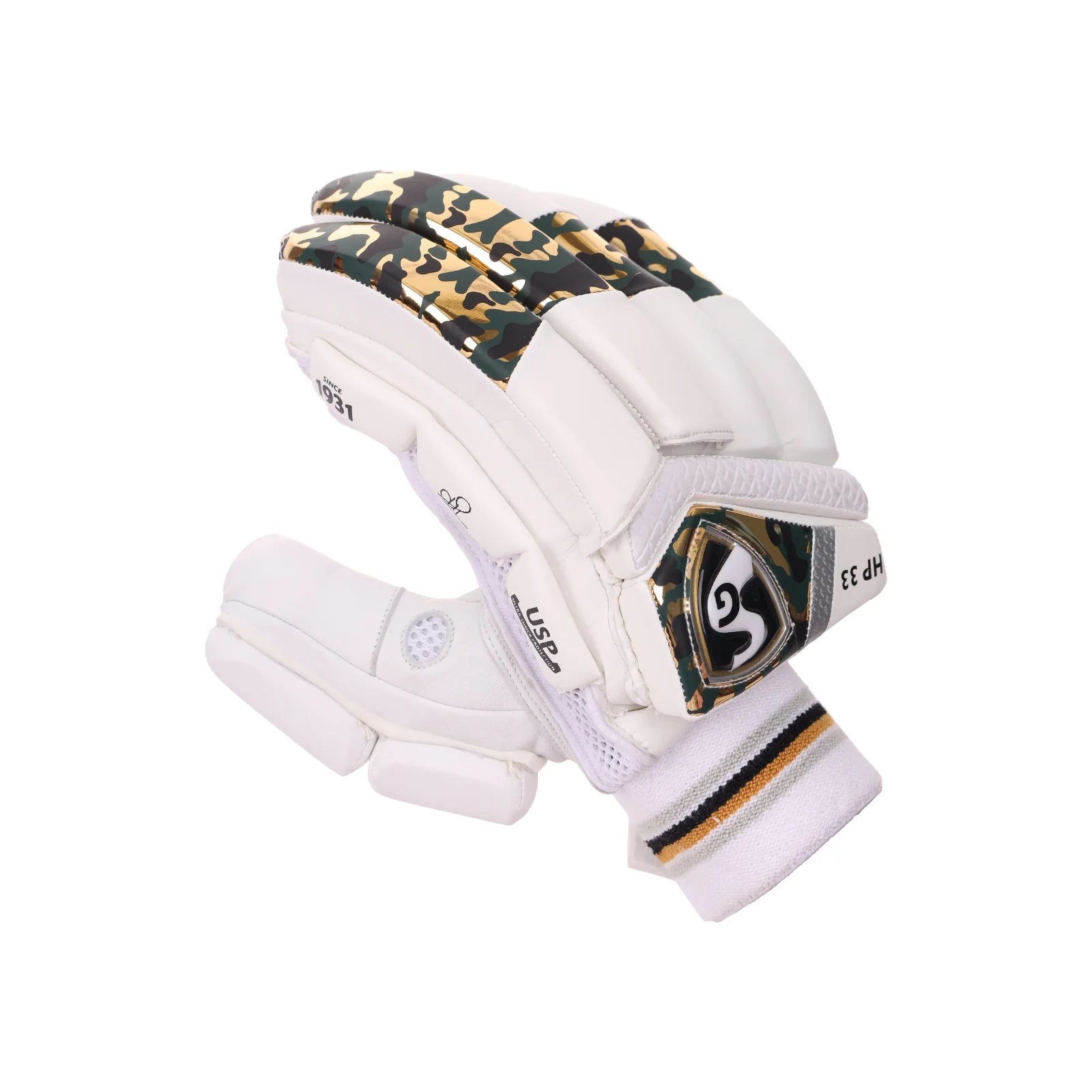 Cric Studio Canada SG HP 33 batting gloves with padded palms and adjustable wrist straps for cricket batting protection.