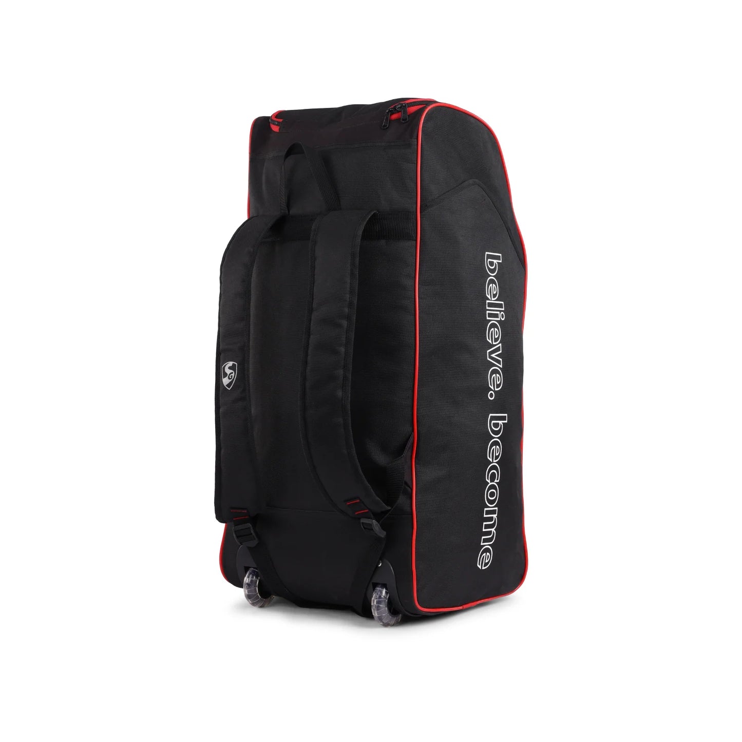 Cric Studio Canada Optipak Plus Kitbag duffle with wheels, black nylon bag with handles and zip compartments, designed for sports gear.