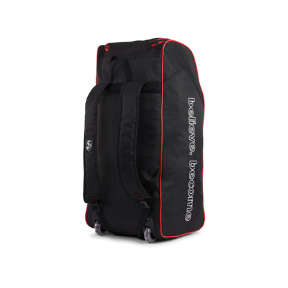 Cric Studio Canada Optipak Plus Kitbag duffle with wheels, black nylon bag with handles and zip compartments, designed for sports gear.