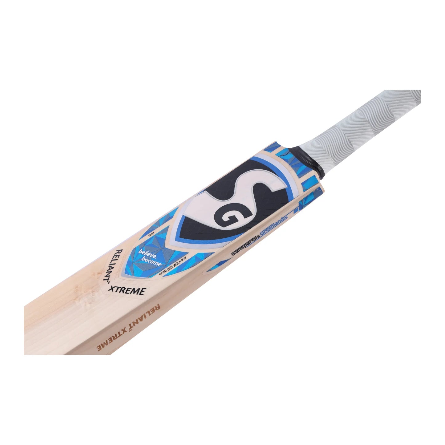 Cric Studio Canada SG Reliant Xtreme cricket bat with wooden blade and grip, shown from side angle on a plain background.