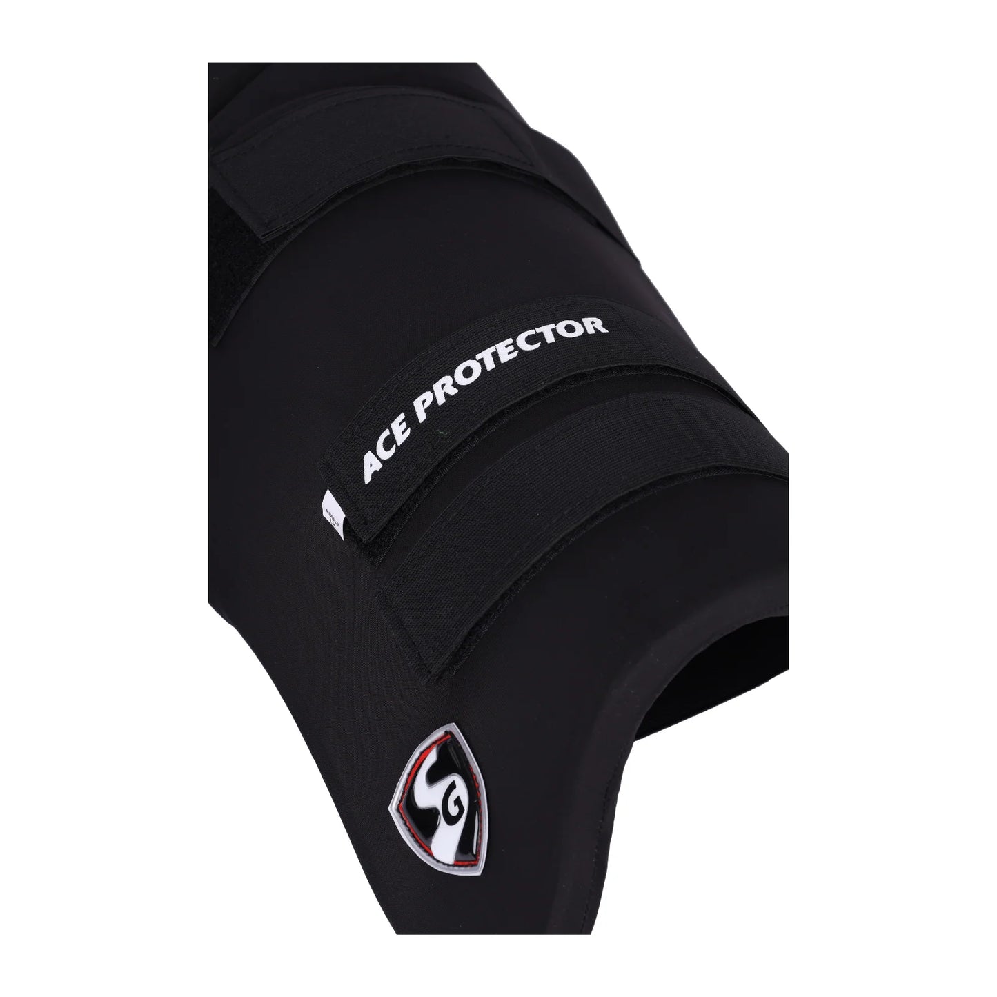 Black SG Combo Ace Protector cricket thigh guard by Cric Studio Canada, showing padded protection and adjustable straps.
