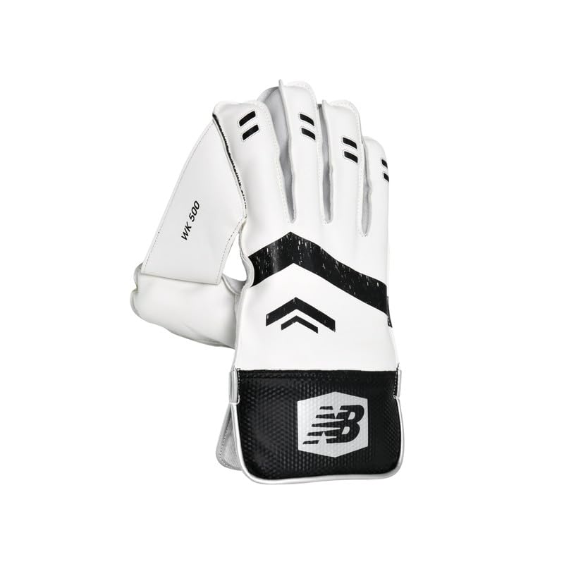New Balance WK 5i cricket wicket keeping gloves by Cric Studio Canada, showing padded finger protection and durable leather palms.