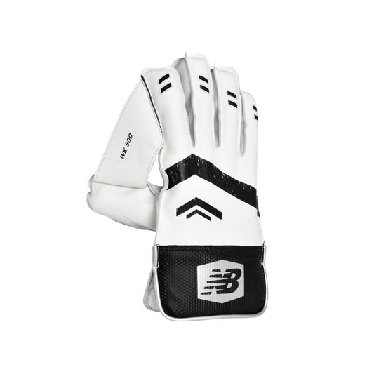 New Balance WK 5i cricket wicket keeping gloves by Cric Studio Canada, showing padded finger protection and durable leather palms.