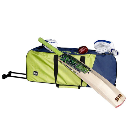 Cricket kit bag by Cric Studio Canada featuring wheels and trolley for easy transport, with multiple compartments and sturdy design.