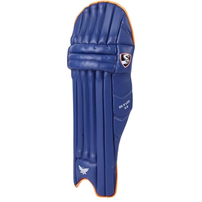 Cricket batting leg guards from Cric Studio Canada for Lucknow Super Giants, featuring protective padding and adjustable straps.
