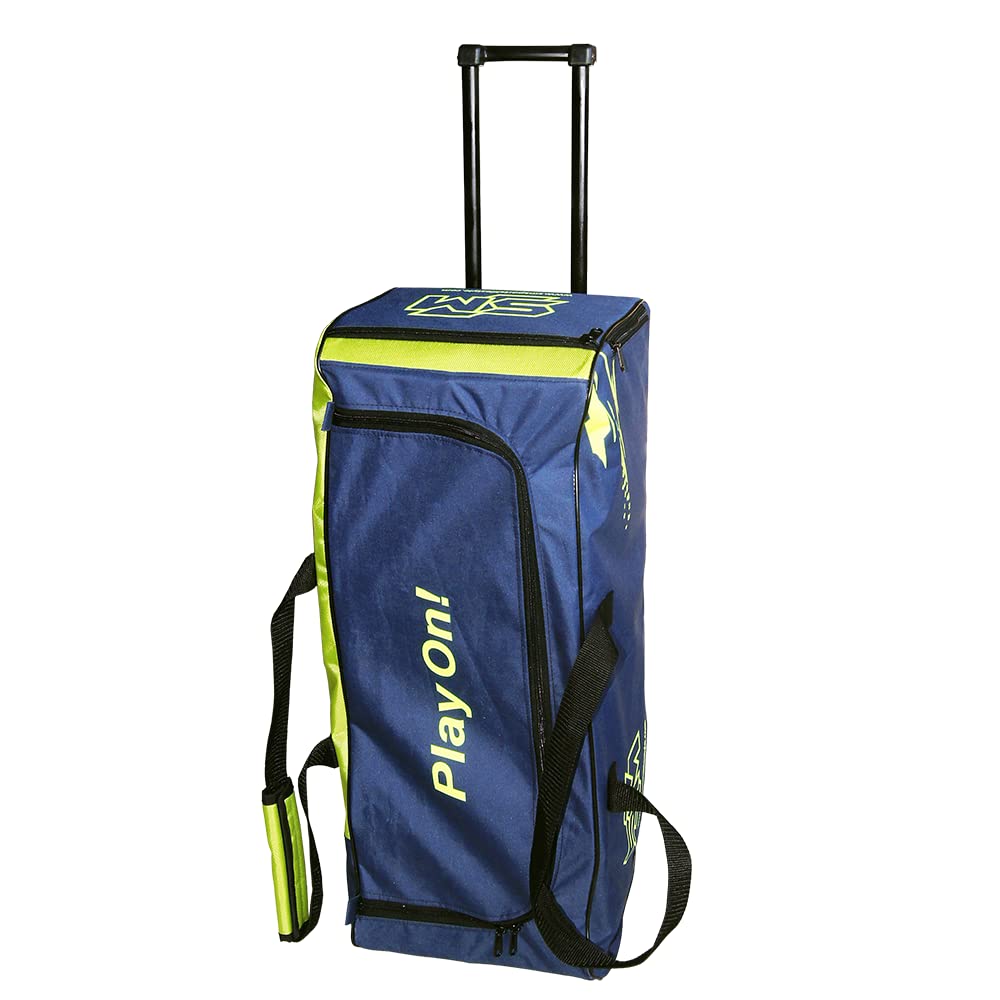 Cric Studio Canada SM Drive-X cricket kitbag with wheelie and trolley features, black and red sports bag for cricket gear storage