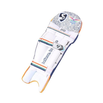 Cricket batting leg guard for Lucknow Super Giants by Cric Studio Canada, featuring protective padding and team colors.