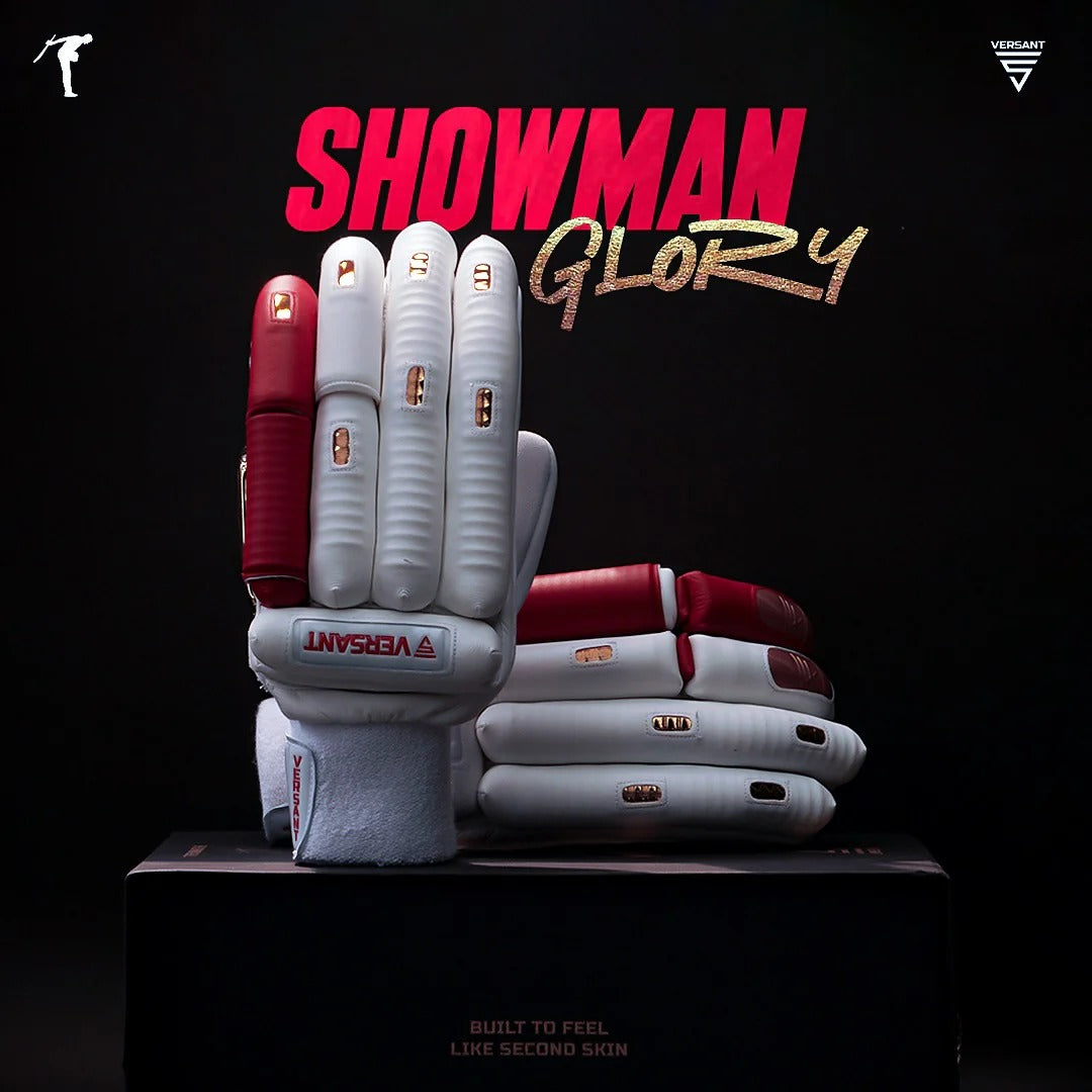 Cric Studio Canada Versant Batting Gloves Showman Glory with padded palms and adjustable wrist straps for cricket players.