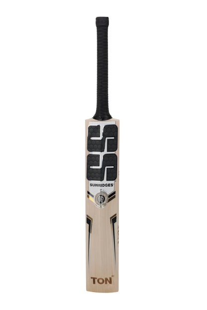 Cricket bat from SS Heritage E.W. series by Cric Studio Canada, showing polished wooden blade and handle with grip.
