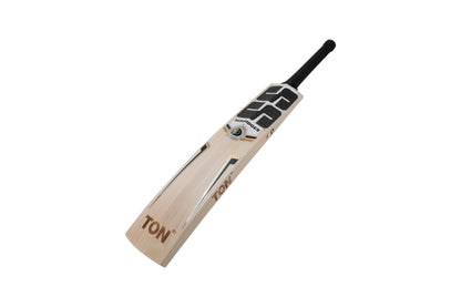 Cricket bat from SS Heritage E.W. series by Cric Studio Canada, showing polished wood with detailed handle and blade design.