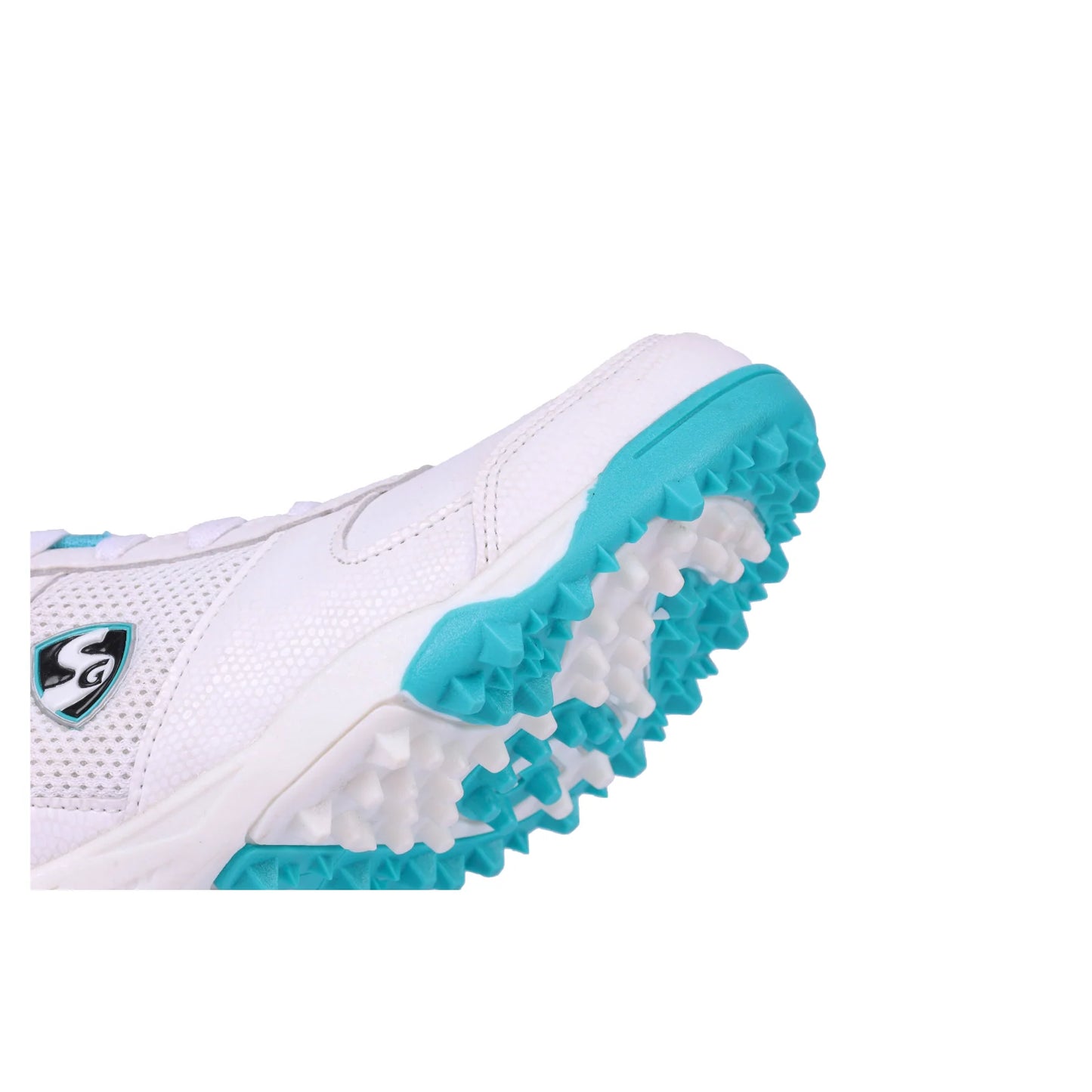 SG Cricket Shoes Fusion, close-up of sporty cricket shoes with breathable design and cushioned sole for comfortable play.
