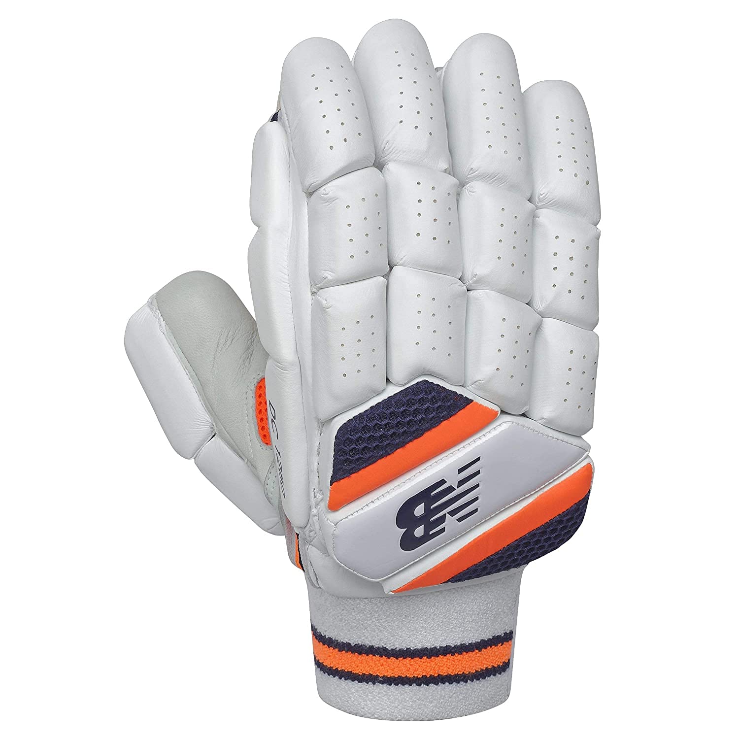 New Balance B/G DC1280 batting gloves by Cric Studio Canada, showing padded leather design and adjustable wrist straps.