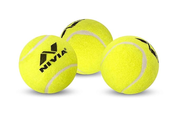 Cric Studio Canada Nivia tennis ball with yellow felt surface and branding, suitable for tennis matches and practice.