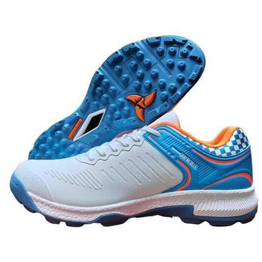 Gray Nicolls GN Volt XW Pro rubber cricket shoes with black and red design, featuring cushioned soles and durable grip.