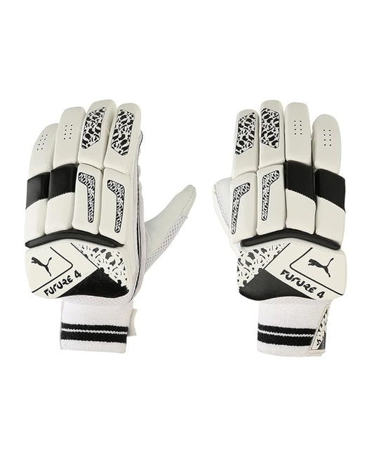 Puma Future 4 batting gloves by Cric Studio Canada, black and orange cricket batting gloves with padded fingers and wrist support